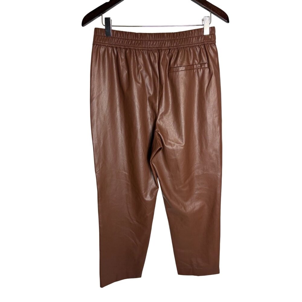 The Reset R Label High-Rise Vegan Leather Pant in Chestnut-sz Medium - Picture 5 of 11
